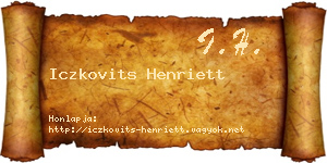 Iczkovits Henriett névjegykártya